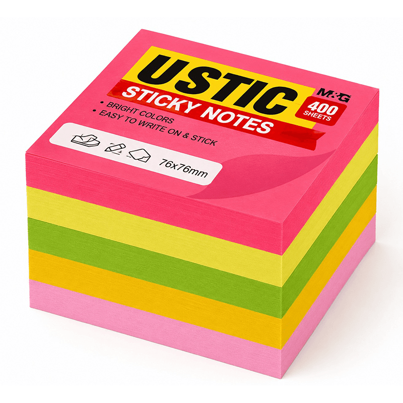 Bloco de Notas Adesivas M&G Neon 3"x3" 400