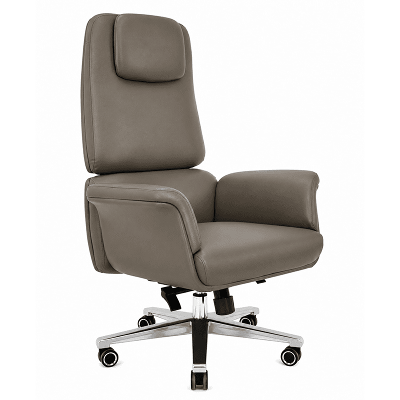 CADEIRA EXECUTIVA PRESIDENTE PREMIUM CINZA TAUPE COM BASE CROMADA